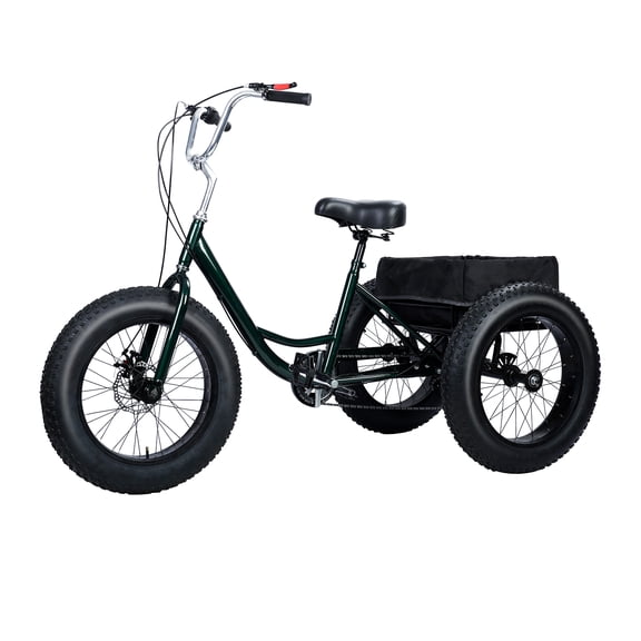 Suhire Adult Tricycle 20 Inch, 7 Speed 3 Wheel Bike with Snow Tires Double Disc Brake, Fat Tire Tricycle for Seniors with Spacious Shopping Basket