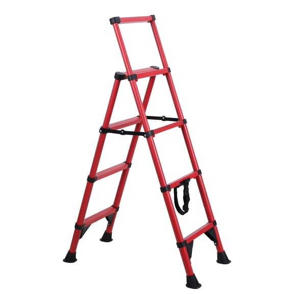Suhire Aluminum Telescoping Ladder, 4-Step Folding Ladder, Home Safety Step Ladder with Buffer & Non-Slip Feet, 330 lbs Load Capacity, Indoor Use Ladder