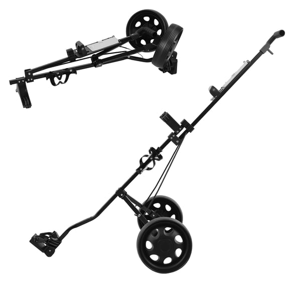 Suhire Foldable Golf Push Cart, 2 Wheel Walking Trolley with Tee Holder and Storage, PP Wheels, Portable Golf Cart