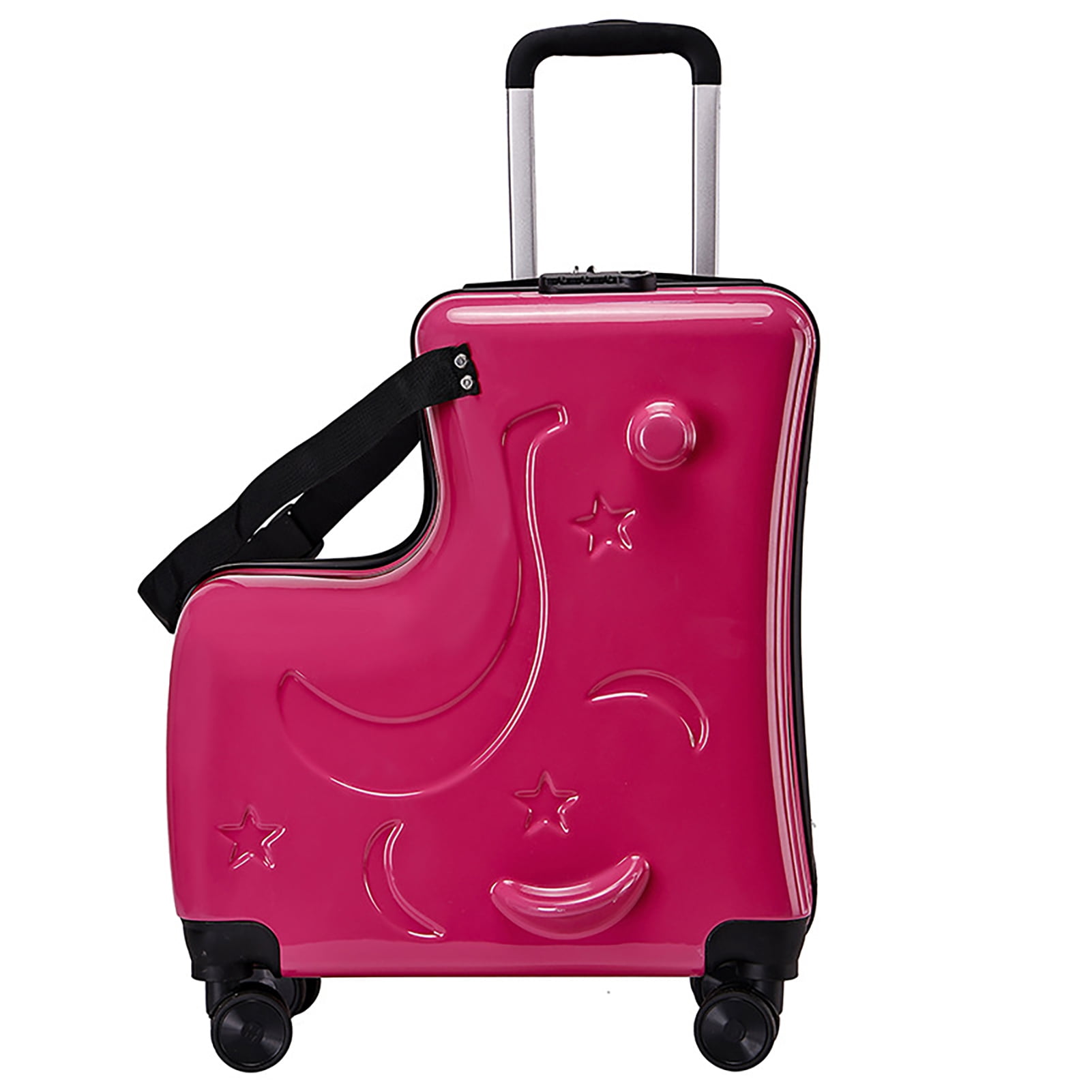 Suhire Kids Carry-On Luggage with Seat, 20 Inch Children Travel Suitcase with Wheels and Safety Belt, Impact Resistant Rolling Suitcase