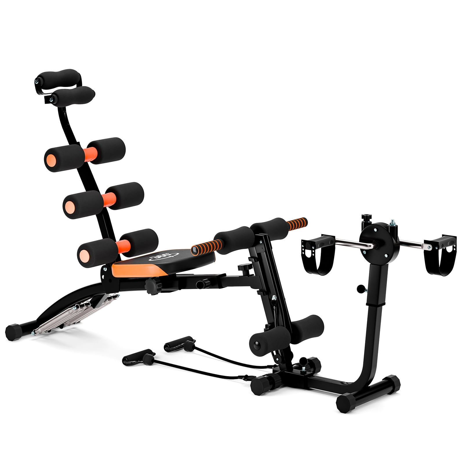 Suhire Multi-Function Ab Workout Bench, Adjustable Home Gym Equipment for Total Body Training, Ab Crunch Machine with Resistance Bands