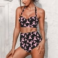 thumbnail image 1 of Suhoaziia Bikini for Women Swimwear 2 Pack Swimwear Halter Ruched Bathing Suit Size S for Women Girls,Breast Cancer Awareness Light & Soft Crisscross Lace Up Swimming Suits, 1 of 6