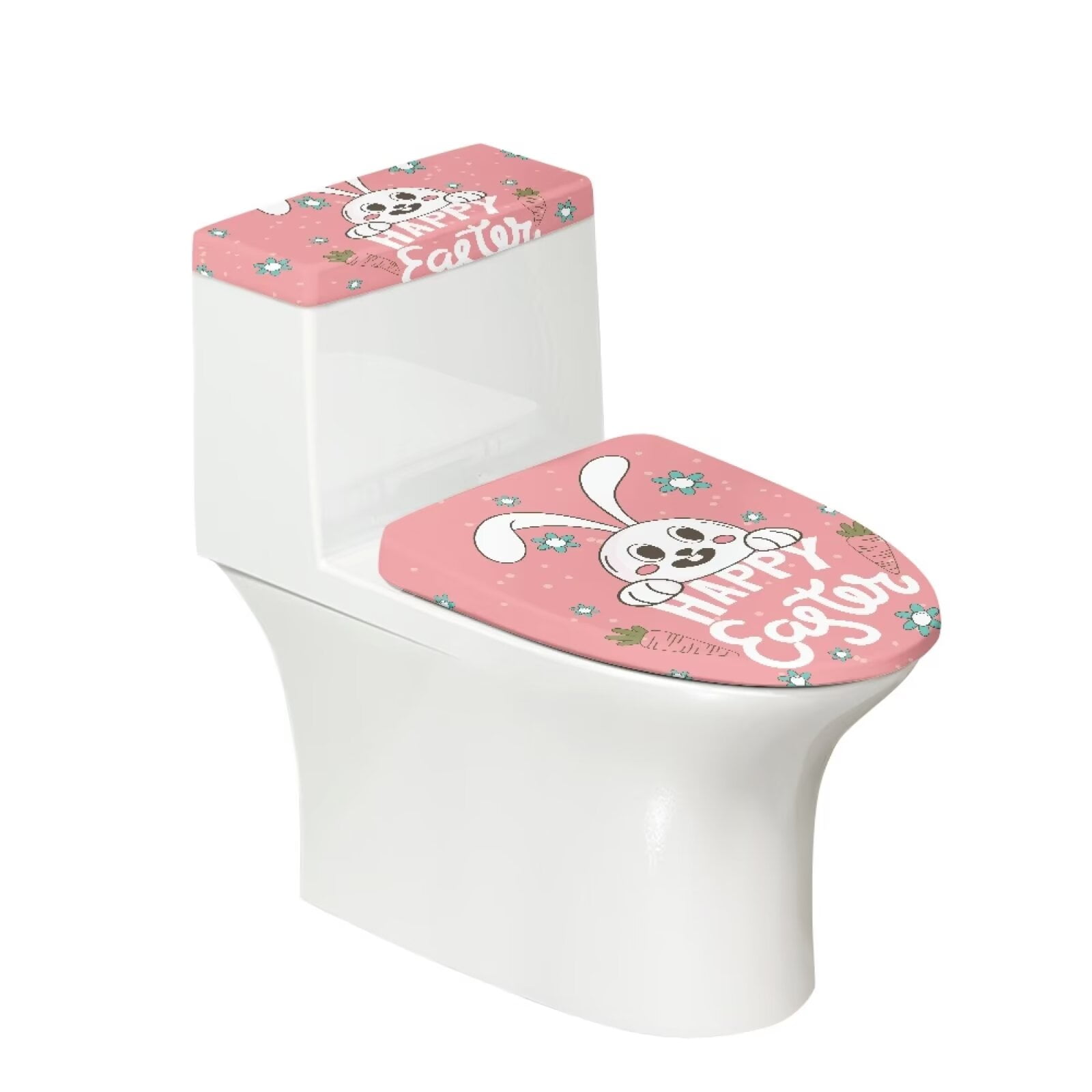 Suhoaziia Bunny Toilet Tank Cover Replacement Oblong Comfortable