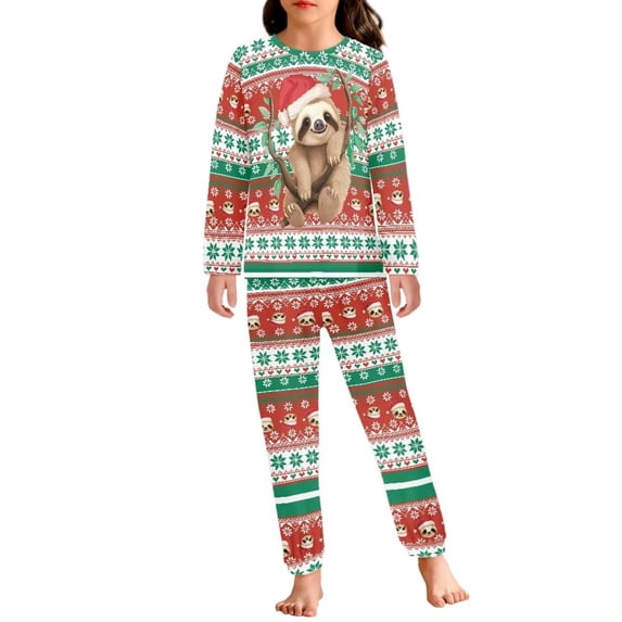 Suhoaziia Christmas Cute Raccoon Pjs for Kids Warmth Fashion Daily Wear 2 Packs Long Sleeve Home Life Sweatsuit Family Gift Size 5Y-6Y Youth,Lightweight Snug-Fit Comfy Shirt