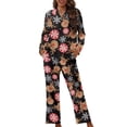 thumbnail image 1 of Suhoaziia Christmas Snowflake Reindeer Pj Set for Women 2 Pieces Snug-Fit Skin Friendly Pajama Lingerie Loungewear Breathable Crewneck Holiday Nightwear 2-Piece Button Outfits Size S, 1 of 6