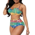 thumbnail image 1 of Suhoaziia Colorful Cartoon Tree Women Bikinis Plus Size Crisscross Lace Up String Sexy Bathing Suit,Two Piece Bathing Suits Tie Closure Bikini Sets Size S, 1 of 6