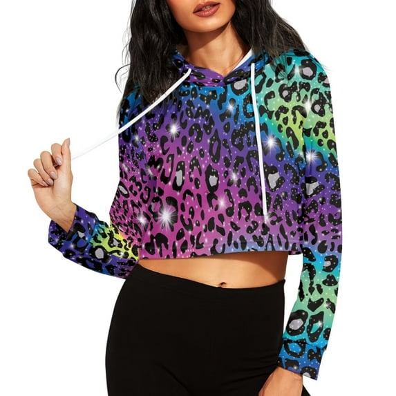 Suhoaziia Colorful Leopard Print Hoodies for Women Pullover Preppy Lightweight Activewear Size XL Soft Long Sleeve Daily Wear Y2K Running Gym Outfit Outdoor Spring Tracksuit