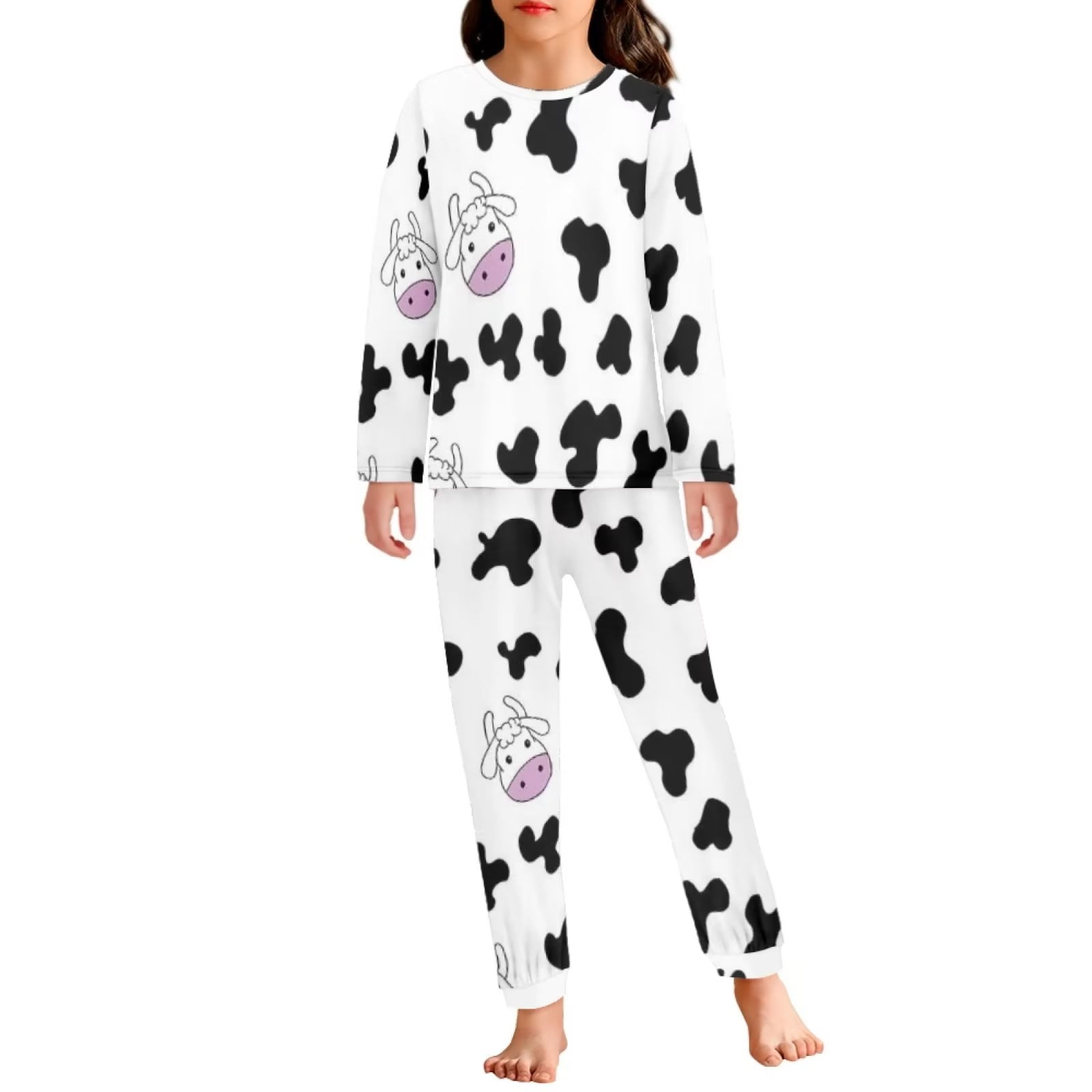 Suhoaziia Cow Pattern Spot Kid Pajama Pants with Pocket Aesthetic