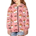 thumbnail image 1 of Suhoaziia Cute Girls Zipper Hoodies for Child Size 8-10 Years Cartoon Corgi Dog Food Tops Breathable Drawstring Jackets Trendy Outdoor Activities Hoodie with Pocket, 1 of 5