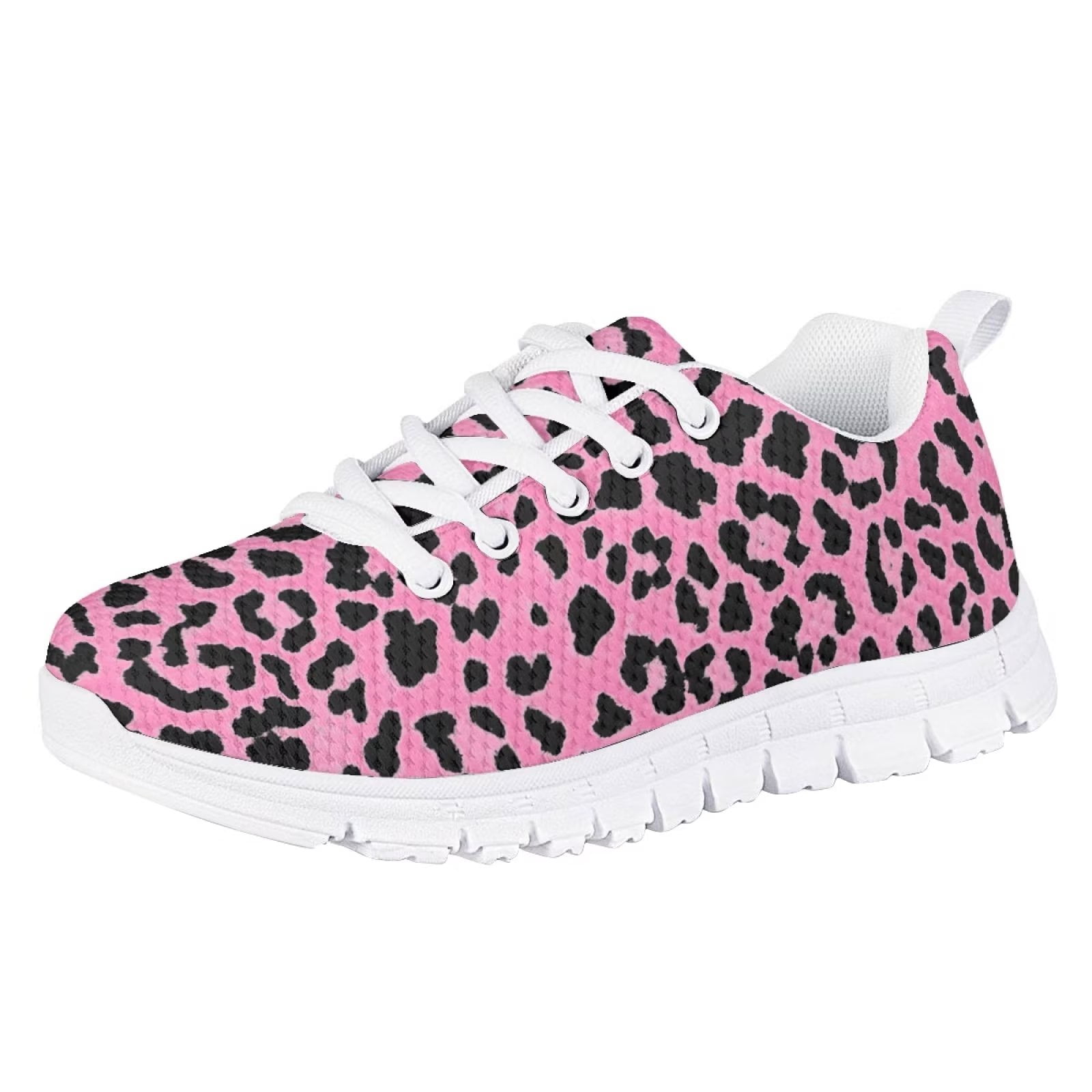 Suhoaziia Girls' Athletic Shoes Outdoor Pink Leopard Pattern Flats