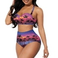 thumbnail image 1 of Suhoaziia Hawaiian Beach Women Tankini Swimsuits Light & Soft Breathable Bikini Underwear for Beach Pool Travel Size M,Coconut Tree 2 Pcs Breathable Comfortable Swimsuits with Wrap, 1 of 6