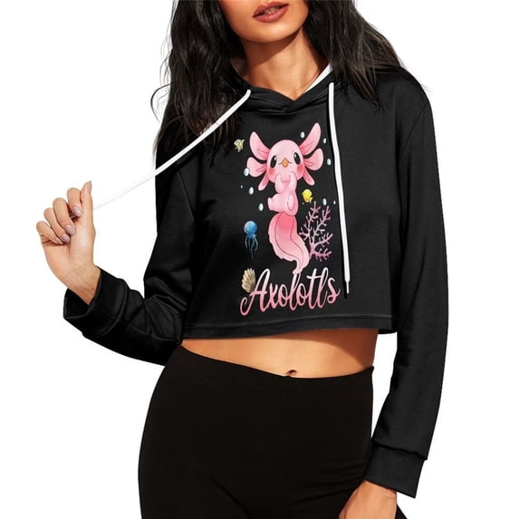 Suhoaziia Hoodies for Women Pullover Stretchy Casual Sweatshirt Trendy Preppy Activewear Streetwear Cute Axolotl Shirt Long Sleeve 3XL Sportswear Fit Travel Exercise Running