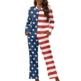 thumbnail image 1 of Suhoaziia Nightwear for Women Fall Clothing Print Graphic American Flag Button Loungewear Leisure Time Skin Friendly 2 PCS Sleep Set,Size S Indoor Outfits Pajama Lingerie, 1 of 6