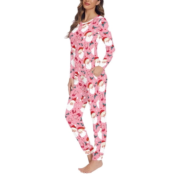 Suhoaziia Pajama Set Novelty Loungewear Home 2pcs Santa Claus Pj Set Print Graphic Fall/Winter Clothing Size 5XL Soft Matching Set Sleep Long Sleeve Home Life