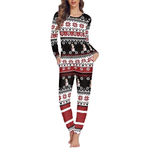 Suhoaziia Pajama Sets for Women Soft Pants Christmas Snowman Durable Nightwear Daily Wear for Leisure Time Home Life Indoor Lounge Wear Lightweight Fall Clothing Size 4XL