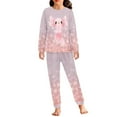 thumbnail image 1 of Suhoaziia Pajamas for Kids Leisure Time Breathable Lounge Wear 2-Pack Matching Set Loose Sweatshirt Size 11-12T,Print Graphic Pink Sakura Axolotl Long Sleeve Top & Pants, 1 of 5