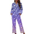 thumbnail image 1 of Suhoaziia Pajamas for Women Snug-Fit Stars Moon Dots Spring/Fall Clothing Sleepwear Size XS Indoor Holiday Relaxed Loungewear Long Sleeve Set of 2 Novelty Button Tracksuit, 1 of 6