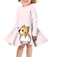 thumbnail image 1 of Suhoaziia Pink Winter Dresses for Kids Girls Size 5-6 Years Cartoon Kitten Print A-Line Dress Elastic Round Neck Playwear Winter School Preppy Jumpskirt with Sleeves, 1 of 7