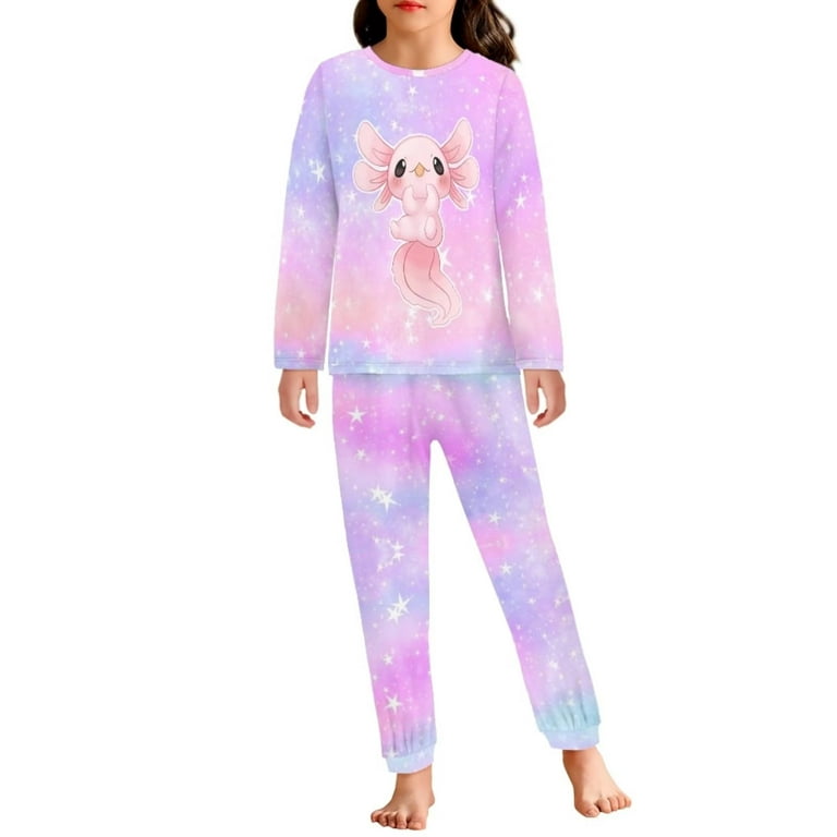Suhoaziia Pj Pants for Teen Girls Aesthetic Long Sleeve Star Axolotl  Nightwear Size Durable Home Life Indoor 2 Pieces Fall Clothing Graphic  Multi-Saeson Pajamas Sets 5-6T 