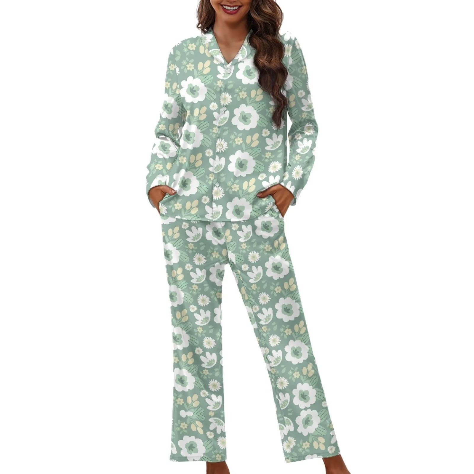 Suhoaziia Pj Set for Women Aesthetic Long Sleeve Nightwear Durable Home ...