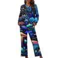 thumbnail image 1 of Suhoaziia Plus Size Pajamas for Women Crewneck Daily Wear Button-Down Daily Wear Print Graphic Sleepwear Indoor Activities Relaxed Aesthetic Hippy Mushroom Sweatshirt Size XL, 1 of 6
