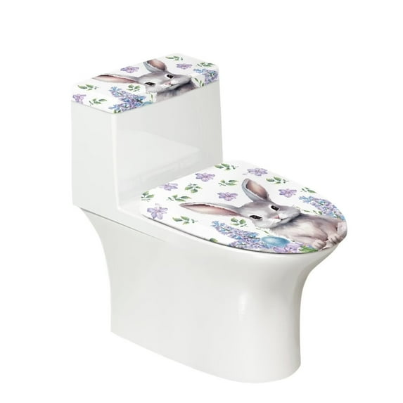 Suhoaziia Rabbit Toilet Tank Lid Cover Fabric Toilet Dustproof Seat Cover Protector,Easter Day Lightweight Comfortable Bath Room Bowl Lids for Home & Bathroom