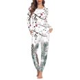 thumbnail image 1 of Suhoaziia Sleepwear for Women Nightgown Set of 2PCS-Loose Fitting Skin Friendly Pjs Top and Pants,O Neck Christmas Music Notes Elastic Nightwear with 2 Pockets,Size M, 1 of 5