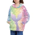 thumbnail image 1 of Suhoaziia Streetwear Hoodies with Designs for Child Girls 14-16 Novelty Colored Fish Scale Mermaid Tail Graphic Y2K Tops Autumn Outdoor Activities Casual Hooded Pullover, 1 of 7
