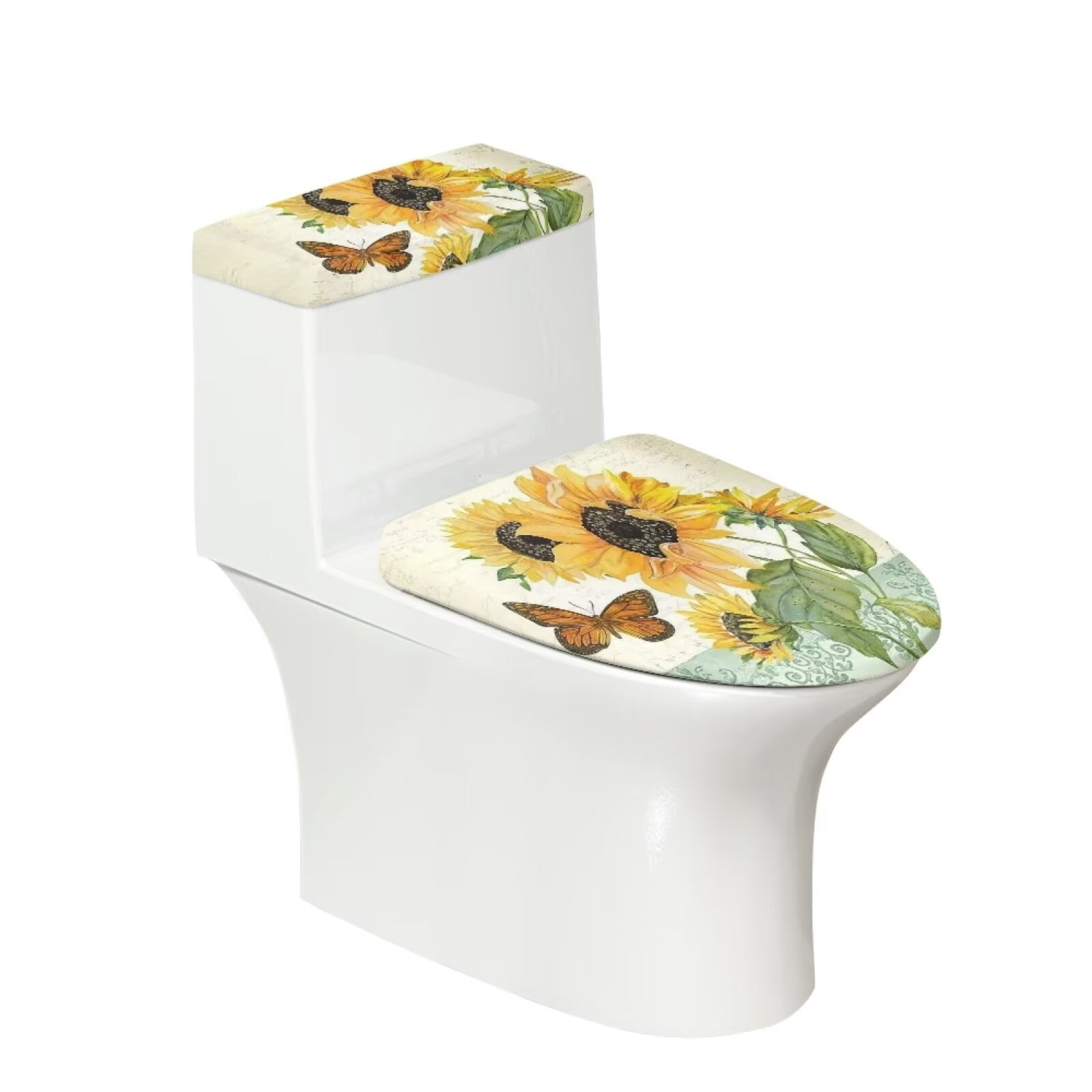 Suhoaziia Toilet Tank Lid Cover Set Easy Install Toilet Lid Cover Round