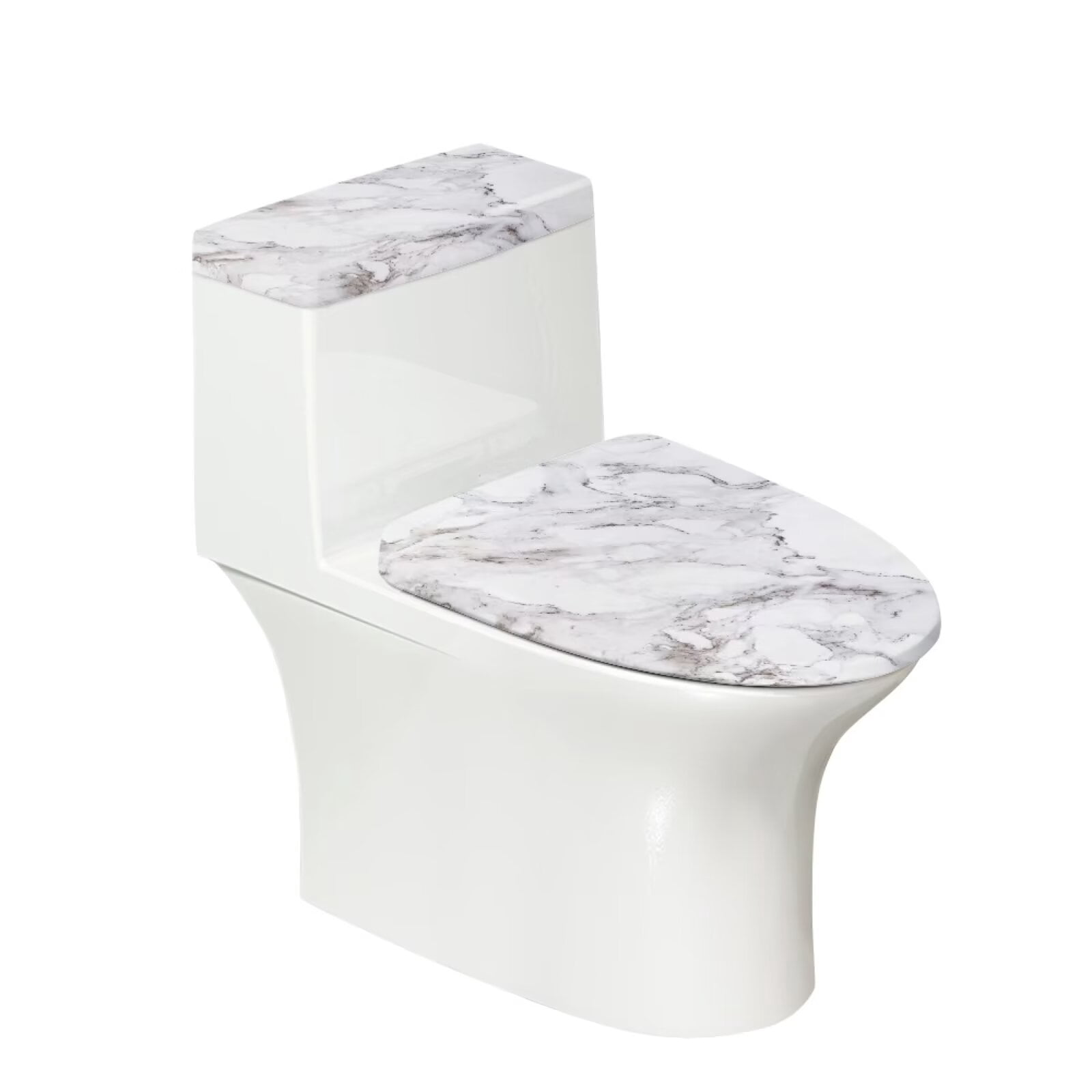 Suhoaziia White Marble Stripe Toilet Tank Cover Sets for Bathroom Super