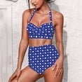 thumbnail image 1 of Suhoaziia Women Bathing Suits Two Piece Light & Soft Round Spots High Waist Bikini with Adjustable Straps Size 2XL Crisscross Lace Up Halter Ruched Bathing Suits, 1 of 6