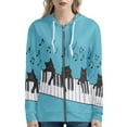 thumbnail image 1 of Suhoaziia Women Hoodies with Zipper Size 3XL Novelty Piano Keys Cat Pattern Tops Fall Drawstring Durable Breathable Kangaroo Pocket Shirt, 1 of 6