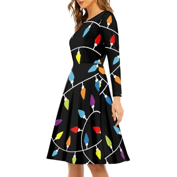 Suhoaziia Women Midi Dresses with Designs Size 4XL Christmas Cartoon Santa HOHO Graphic Playwear Whiter Soft Round Neck Jumpskirt Trendy Holiday Go Out Lady Clothes