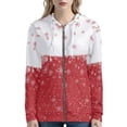thumbnail image 1 of Suhoaziia Women's Hoodies Zip Up Ugly Christmas Red and White Stitching Snowflake Pattern Coat Winter Lightweight Thin Long Sleeve Sweatshirts Jacket with Pocket Size 5XL, 1 of 6