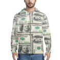 thumbnail image 1 of Suhoaziia Zip Up Hoodie for Men Funny Dollar Graphic Print Durable Sweatshirt Long Sleeve Elastic Loose Casual Jersey with Pocket Size 2XL, 1 of 5