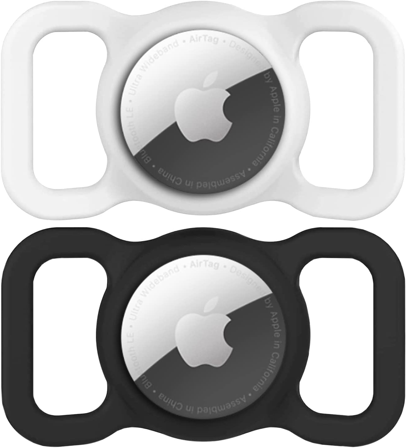 Suhsai Silicone Airtag Dog Collar Holder for Apple Airtags, 2 Pack AntiLost Dog Airtag Holder