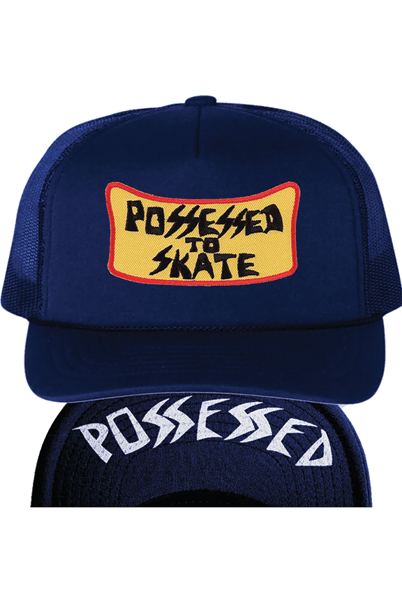 Possessed To Skate Patch Flip Mesh Hat Navy