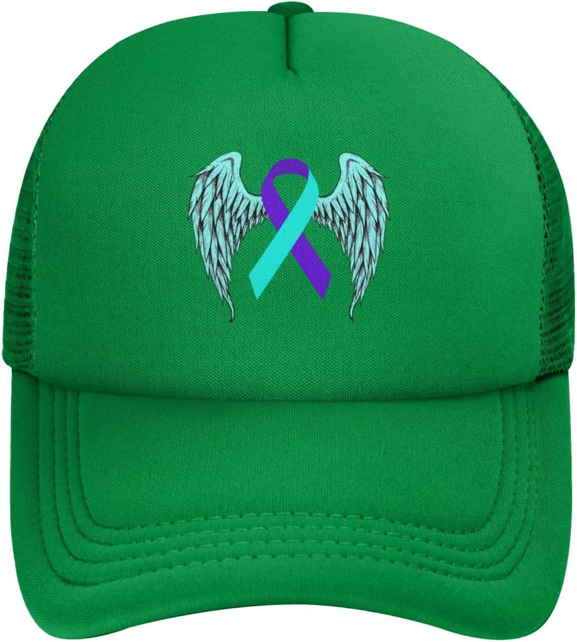 Suicide Awareness Ribbon and Wings Trucker Hat High Crown Mesh Back ...