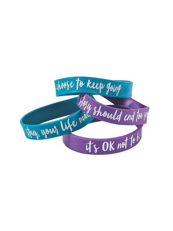 Suicide Awareness Rubber Bracelets, Jewelry, Party Supplies, 24 Pieces
