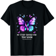 thumbnail image 1 of Suicide Awareness Shirt Suicide Prevention Shirts Butterfly Mental Health Therapist Graphic Black T-Shirt for Men and Women, 1 of 4