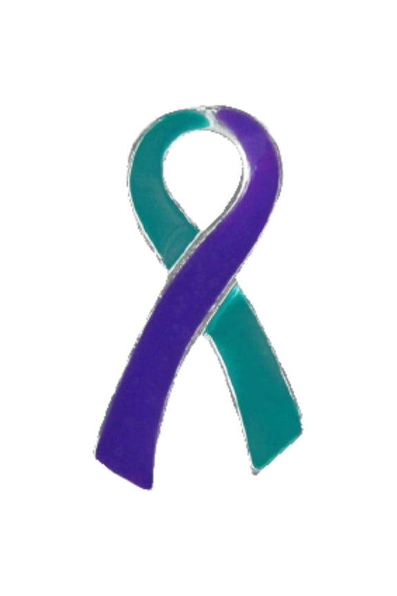 Suicide Awareness Teal & Purple Ribbon Lapel Pins