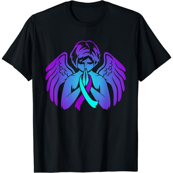 Suicide Awareness Wings Angel Ribbon Happy Support Graphic T-Shirt