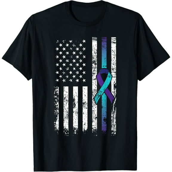 Suicide Depression American Flag Prevention Awareness T-Shirt
