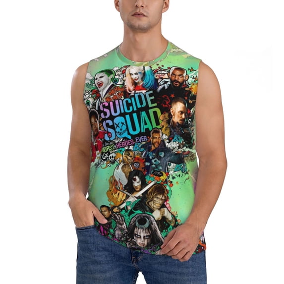 Suicide Harley Quinn Squad Men's Tank Top Lightweight Summer Sleeveless Tee Shirt Muscle Tank Tops Workout T-Shirts Casual Athletic Undershirts