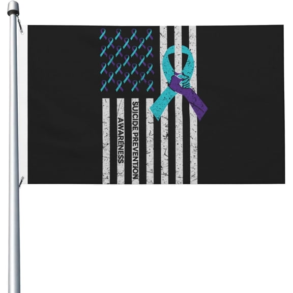 Suicide Prevention Awareness American Falgs 3x5 Ft Outdoor Flag Double Sided Yard Banner Flags Party Tapestry Decorations For Home Lawn Sign Garden, Black
