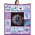 thumbnail image 1 of Suicide Prevention Awareness Blanket Heart Teal Purple Ribbon Fuzzy Plush Flannel Cozy All Seasons Microfiber Warm Decorative Lightweight Bedroom 50"x60" for Bedding Room Travel Office Decor, 1 of 6