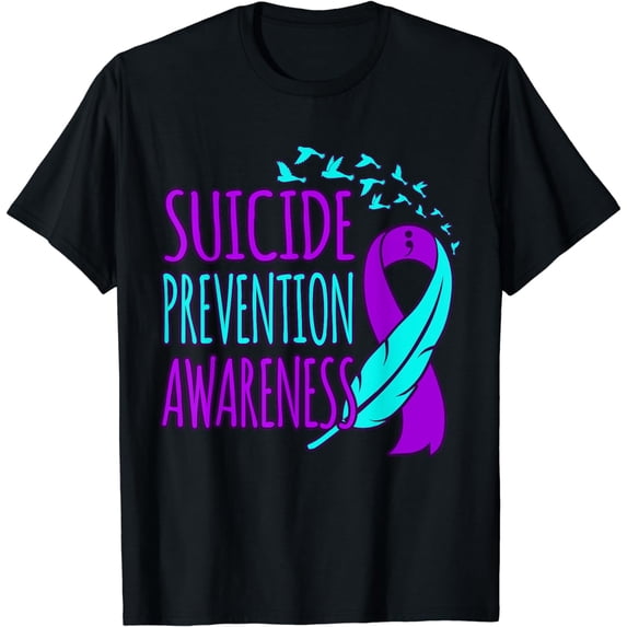 Suicide Prevention Awareness Happy Ribbon Support Graphic T-Shirt
