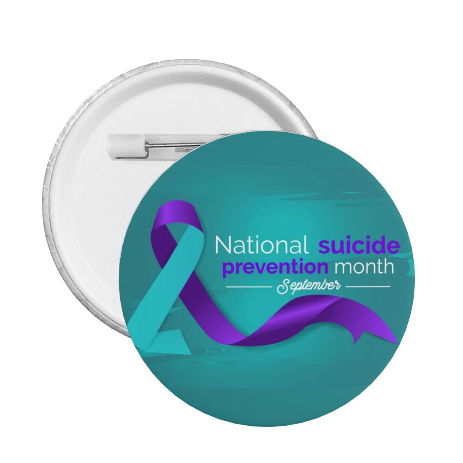 Suicide Prevention Awareness Month Purple Ribbon Pin Button Badge ...
