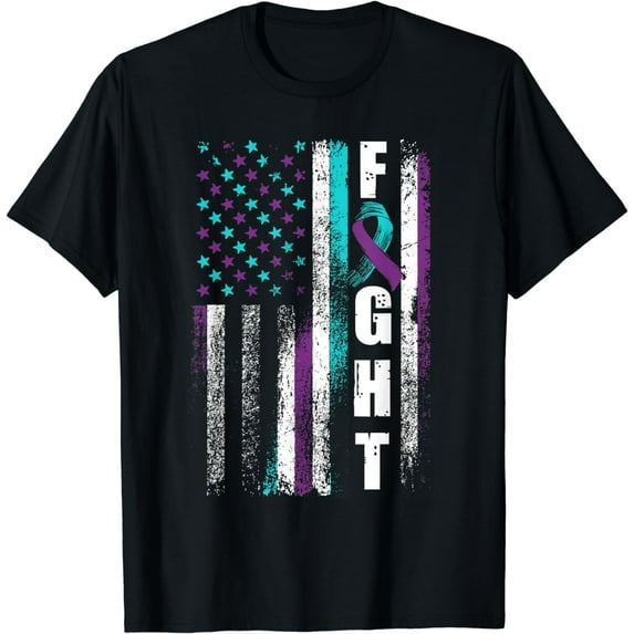 Suicide Prevention Awareness T-Shirt American Flag Distress T-Shirt