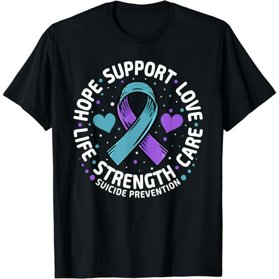 Suicide Prevention HOPE SUPPORT LOVE LIFE Suicide Awareness T-Shirt